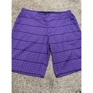Under Armour Mens Purple Gingham Plaid Golf Shorts Performance Activewear 38W